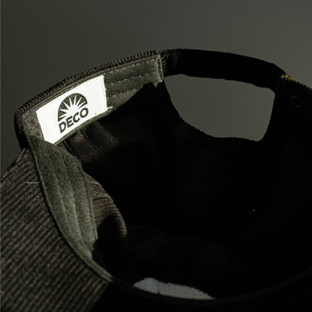 Forever Embroidery Corduroy Cap 6 Panel - Black