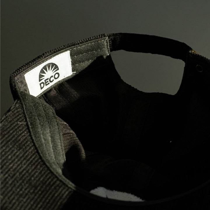 Forever Embroidery Corduroy Cap 6 Panel - Black